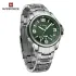 NAVIFORCE 9215 Men Wristwatch Top Brand Luxury Waterproof Watch Original Stainless Steel Sport Military Quartz Male Clock - Silver Green